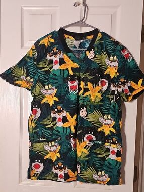 Disney Jungle Book Allover Print Scrub Unisex Top Size Large